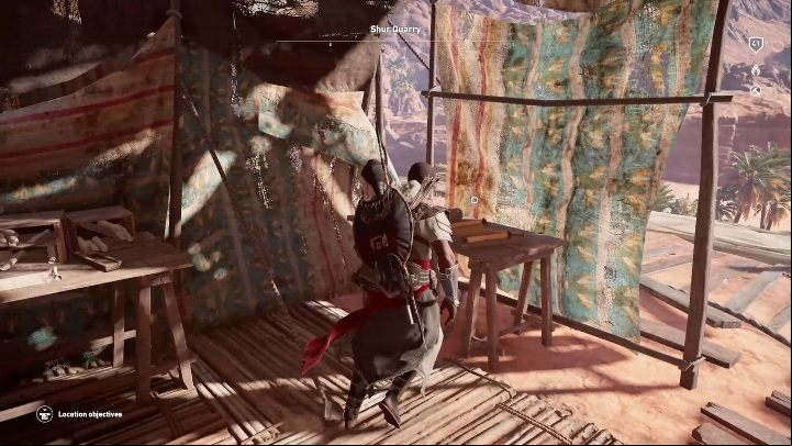 This one is in a tent, behind the scaffolding - Madiama Nome Papyruses in The Hidden Ones DLC - Papyruses DLC - Assassins Creed Origins Guide