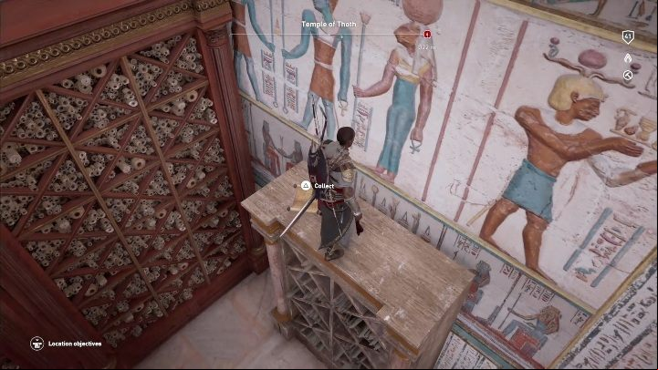 The second papyrus is in the temple, on the right side, atop a bookshelf with ordinary papyruses - Arisnoe Nome Papyruses in The Hidden Ones DLC - Papyruses DLC - Assassins Creed Origins Guide