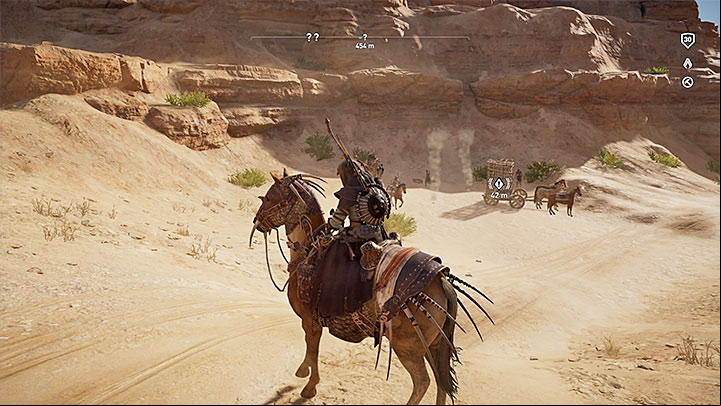 The quest marker points you towards a convoy that isnt moving - Saqqara Nome side quests and quest map | Walkthrough - Side quests - Assassins Creed Origins Guide