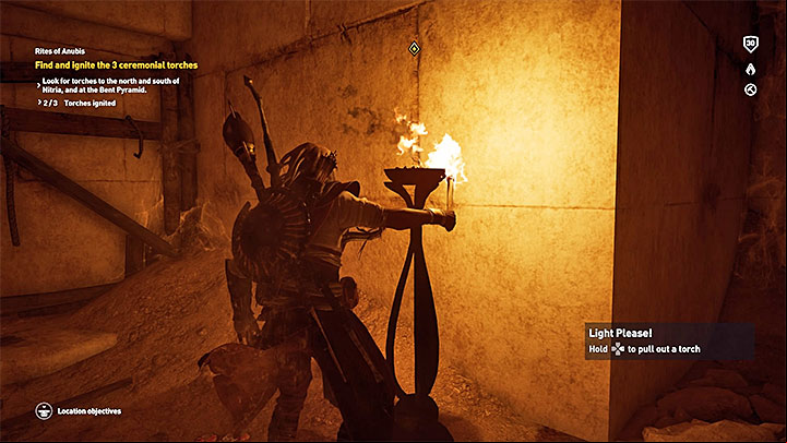 Leave the pyramid by following the same path and examine its western wall (you can also send Senu) - Saqqara Nome side quests and quest map | Walkthrough - Side quests - Assassins Creed Origins Guide