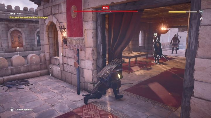 In this mission you need to locate and kill Strategos - Nom Yebu - AC Origins The Curse of the Pharaohs DLC | Side quests - Underworld and Side quests - Assassins Creed Origins Guide