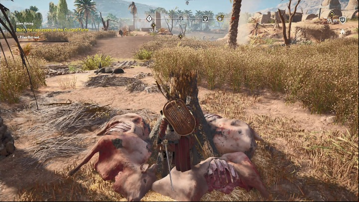 Speak with the priest once you leave the camp - Aten Rising - AC Origins The Curse of the Pharaohs DLC | Main quests - Main quests - Assassins Creed Origins Guide