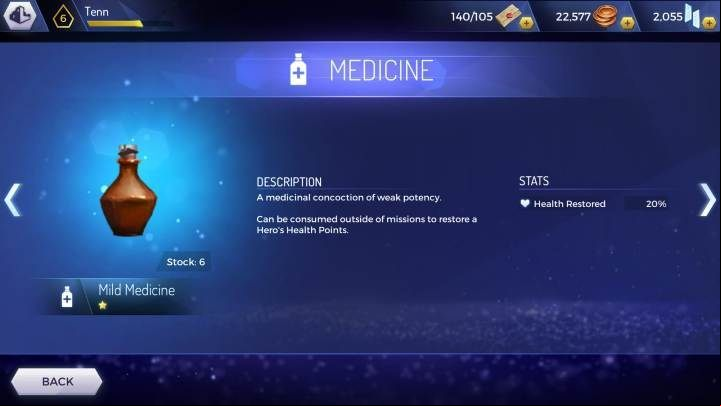 Mild Medicine: renews 20% of health points - How to regenerate health in Assassins Creed Rebellion? - Basics - Assassins Creed Rebellion Guide