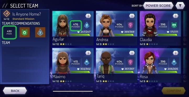 The first important element of choosing a team is the strength of the character - How to properly choose the team for a mission in Assassins Creed Rebellion? - Team - Assassins Creed Rebellion Guide