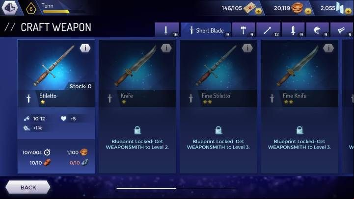 Stiletto - Weapons available in the Assassins Creed Rebellion game - Equipment - Assassins Creed Rebellion Guide