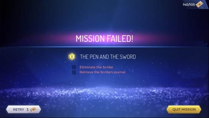 The mission will be considered unsuccessful if all characters involved in the mission are killed - Mission failed in Assassins Creed Rebellion - what now? - Basics - Assassins Creed Rebellion Guide