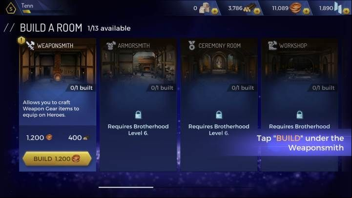 When you open this tab, you will see the rooms you can build - How to create headquarters rooms in Assassins Creed Rebellion? - Headquarters - Assassins Creed Rebellion Guide