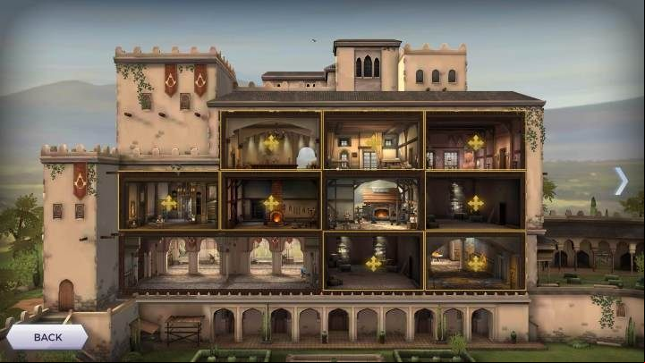When you use this option, you will see a view of the whole quarter - How to create headquarters rooms in Assassins Creed Rebellion? - Headquarters - Assassins Creed Rebellion Guide