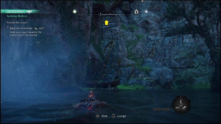 If you've chosen to climb, you must reach the ledge shown in the screenshot above - AC Valhalla Dawn of Ragnarok: Seeking Shelter - Walkthrough - Assassins Creed Valhalla Guide and Walkthrough
