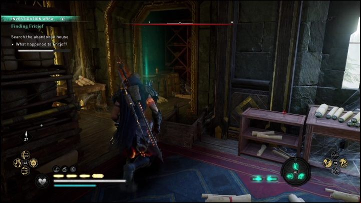 One of the clues on the first floor is hidden behind a hiding place covered by items - AC Valhalla Dawn of Ragnarok: Finding Frithjof - Walkthrough - Assassins Creed Valhalla Guide and Walkthrough