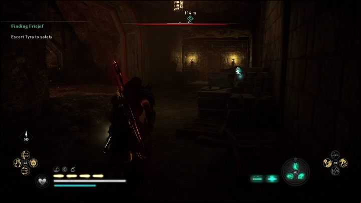 After the conversation, lead the woman out of the cave - AC Valhalla Dawn of Ragnarok: Finding Frithjof - Walkthrough - Assassins Creed Valhalla Guide and Walkthrough