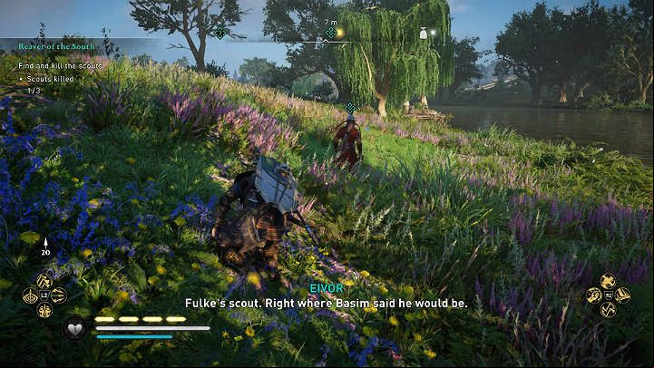 If you don't want to fight all opponents, wait a while until the scout separates from the guards - Assassins Creed Valhalla: Reaver of the South - Southsexe - Assassins Creed Valhalla Guide and Walkthrough
