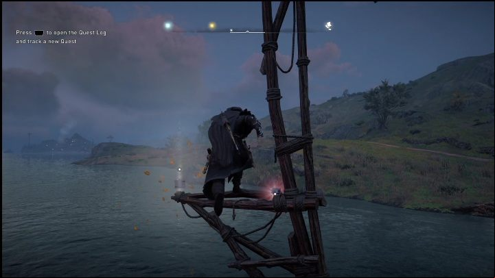 End: The design will stop at a wooden pole, little farther from shore - AC Valhalla Crossover Stories: Flaying Papers - Isle of Skye - locations - Secrets and Collectibles - Assassins Creed Valhalla Guide and Walkthrough