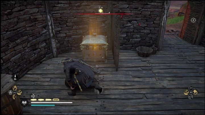 Bring the key to the golden chest in the building - AC Valhalla Crossover Stories: Gear Chests in Isle of Skye - locations - Secrets and Collectibles - Assassins Creed Valhalla Guide and Walkthrough