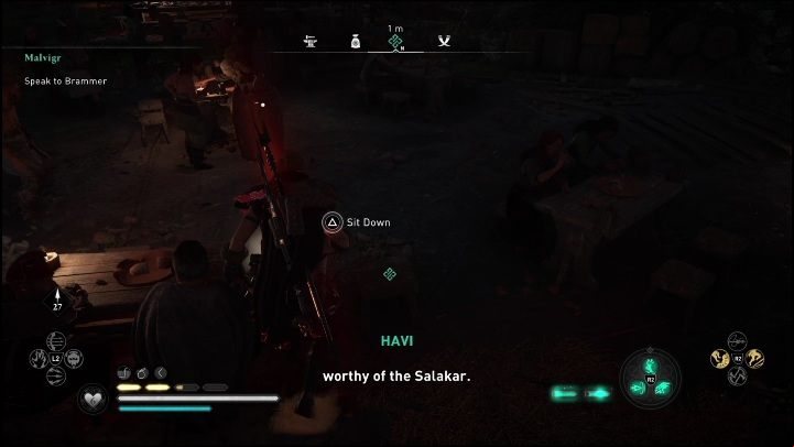 Sitting at the table are the two dwarves you met during the World's End quest - AC Valhalla Dawn of Ragnarok: Malvigr - Walkthrough - Assassins Creed Valhalla Guide and Walkthrough