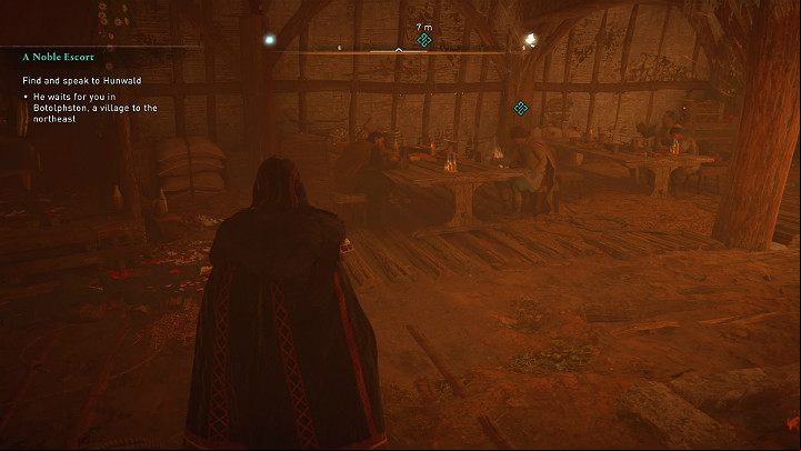 The boy is staying in the feast house in the company of Aelfgar, one of Lincolnscire's thanes - Assassins Creed Valhalla: A Noble Escort - Lincolnscire - Assassins Creed Valhalla Guide and Walkthrough