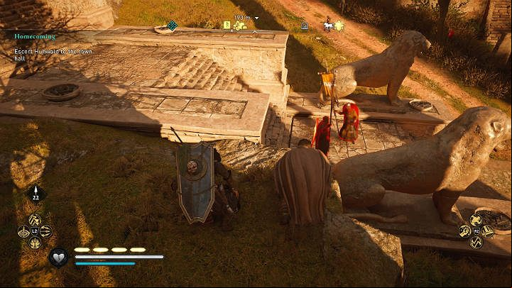 There are two ways to access the town hall: fight your way in killing all the guards, so they don't interfere, or quietly sneak through the town streets - Assassins Creed Valhalla: Homecoming - Lincolnscire - Assassins Creed Valhalla Guide and Walkthrough