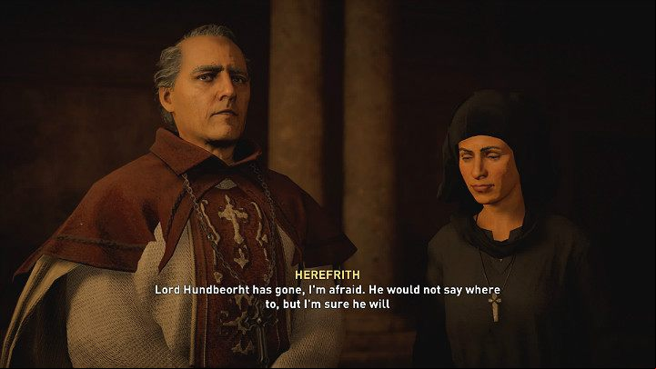Herefrith won't be content with Hunwald's return and will say that Hundbeorth has left and did not say where - Assassins Creed Valhalla: Homecoming - Lincolnscire - Assassins Creed Valhalla Guide and Walkthrough