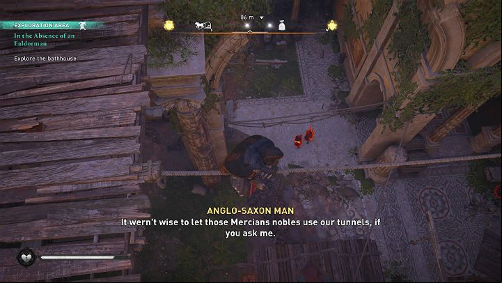 The ruins of the old baths are to the south of the shelter - Assassins Creed Valhalla: In the absence of the Ealdorman - Lincolnscire - Assassins Creed Valhalla Guide and Walkthrough
