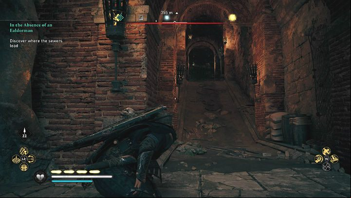 The tunnel leading to the staircase that you can come back to to the surface is on the upper level right in front of the tunnel that brought you here - Assassins Creed Valhalla: In the absence of the Ealdorman - Lincolnscire - Assassins Creed Valhalla Guide and Walkthrough