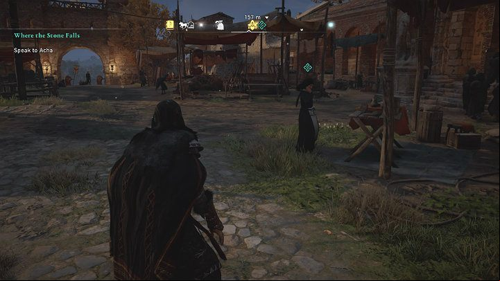 Go to Lincoln, to the market to speak with Acha - Assassins Creed Valhalla: Where the Stone Falls - Lincolnscire - Assassins Creed Valhalla Guide and Walkthrough