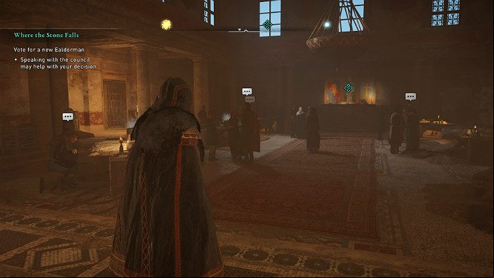 If you want, you can still talk to people in the Hall to gather some additional information about all candidates - Assassins Creed Valhalla: Where the Stone Falls - Lincolnscire - Assassins Creed Valhalla Guide and Walkthrough