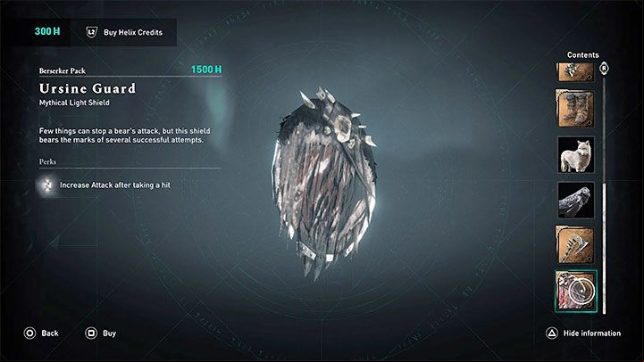 5) The shield of Ursine Guard of Mythical Quality (highest) - Assassins Creed Valhalla: Pack / berserkers kit - Appendix - Assassins Creed Valhalla Guide and Walkthrough