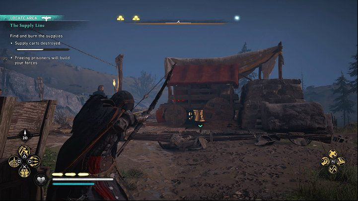 Your main goal is to destroy the supply trucks in order to make the progress needed to complete the mission - Assassins Creed Valhalla: The Supply Line - Sciropescire - Assassins Creed Valhalla Guide and Walkthrough