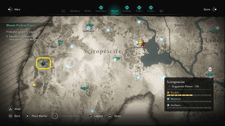 Ceolbert was last seen near a cave, south of the settlement - Assassins Creed Valhalla: Bloody Path to Peace - Sciropescire - Assassins Creed Valhalla Guide and Walkthrough