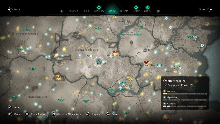 Location of the cursed place: in the middle of the map, right next to the lake - Assassins Creed Valhalla: Cursed symbol - Oxenefordscire secrets, locations - Oxenefordscire - Assassins Creed Valhalla Guide and Walkthrough