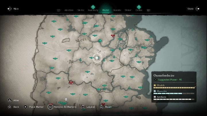 Location of the cursed place: eastern part of the region - Assassins Creed Valhalla: Cursed symbol - Oxenefordscire secrets, locations - Oxenefordscire - Assassins Creed Valhalla Guide and Walkthrough