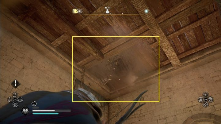 Once there, punch a hole in the ceiling so that you can get higher - Assassins Creed Valhalla: Gear - Oxenefordscire secrets, locations - Oxenefordscire - Assassins Creed Valhalla Guide and Walkthrough