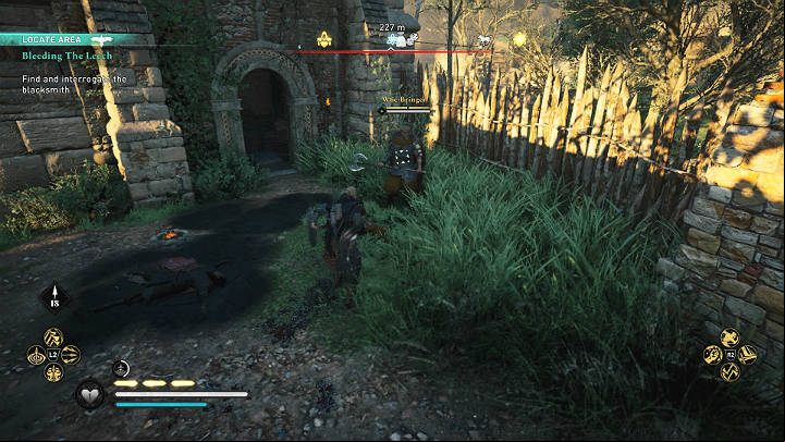 The man will lead you to the Bodilsburg Garrison, a tightly guarded place - Assassins Creed Valhalla: Bleeding the Leech - Lunden - Assassins Creed Valhalla Guide and Walkthrough