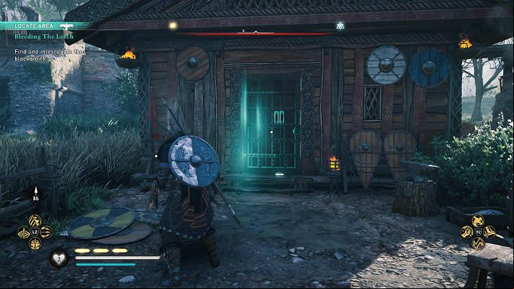You will find the blacksmith behind closed doors in the center of the garrison - Assassins Creed Valhalla: Bleeding the Leech - Lunden - Assassins Creed Valhalla Guide and Walkthrough