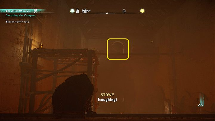 Jump on the scaffolding and then across the beams to the room shown in the picture above - Assassins Creed Valhalla: Smashing the Com - Lunden - Assassins Creed Valhalla Guide and Walkthrough