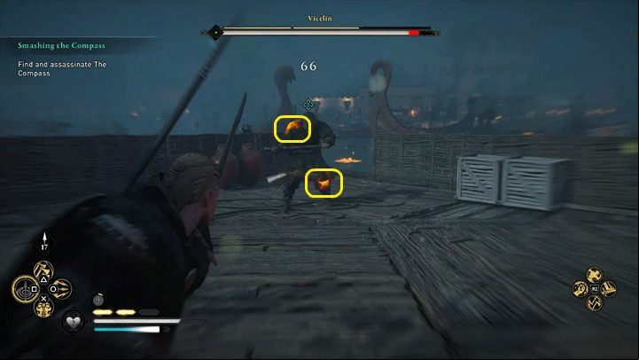 If you don't succeed with the first attept, use the Focus of the Nornir skill or just aim well and hit the boss' sensitive points - Assassins Creed Valhalla: Smashing the Com - Lunden - Assassins Creed Valhalla Guide and Walkthrough