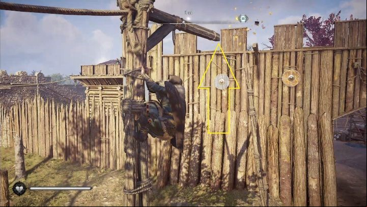 Start: The card hangs on a post, just before the wooden war going around the city - Assassins Creed Valhalla: Flying paper - East Anglia secrets, locations - East Anglia - Assassins Creed Valhalla Guide and Walkthrough