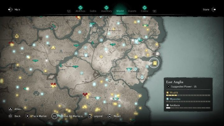 The Rush & Bash ability is located on the eastern part of the map - Assassins Creed Valhalla: Abilities - East Anglia secrets, locations - East Anglia - Assassins Creed Valhalla Guide and Walkthrough