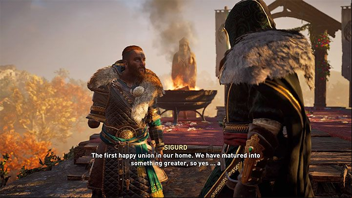 Additional information - if you managed to unlock the "good" ending, he will also tell at the wedding that he is happy for Eivor and Randvi - Assassins Creed Valhalla: Randvi - romance - Romances - Assassins Creed Valhalla Guide and Walkthrough