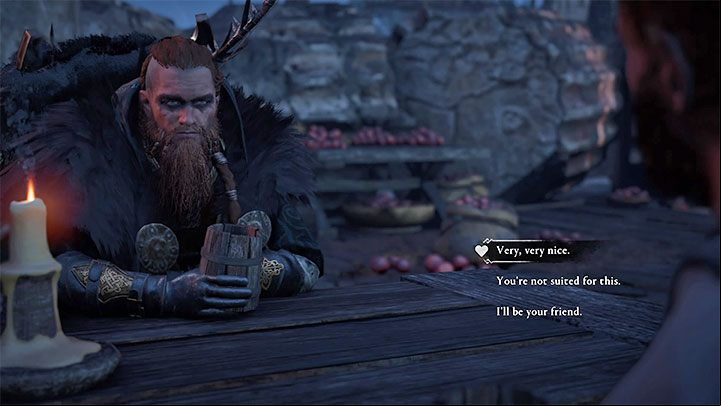 During the celebration of Samhain (the equivalent of modern Halloween), you will be able to get drunk together with Tewdwr - Assassins Creed Valhalla: Tewdwr - romance - Romances - Assassins Creed Valhalla Guide and Walkthrough