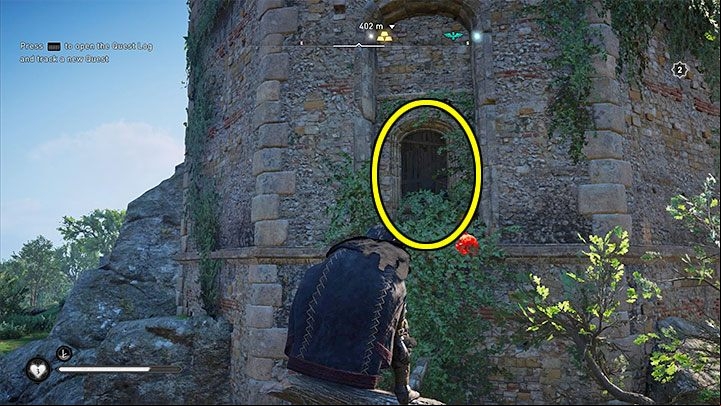 Luckily, the solution is not very difficult - climb the tree adjacent to the tower in order to reach the shutter marked on the picture - Assassins Creed Valhalla: How to get ingot from Evinghou Tower? - Exploration - Assassins Creed Valhalla Guide and Walkthrough