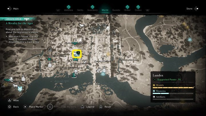 In the place marked on the image above, you will meet a man, Maximus, an art lover from Ravensthorpe who was previously mentioned by Octavian - Assassins Creed Valhalla: War of the Collectors - Lunden - Assassins Creed Valhalla Guide and Walkthrough