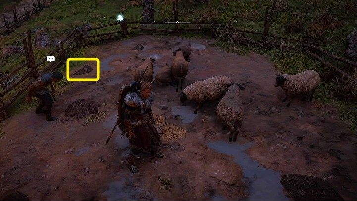 Now you need to extract the brooch from the feces - you will find it in the place marked on the above picture - Assassins Creed Valhalla: Lamb Chops - Sciropescire - Assassins Creed Valhalla Guide and Walkthrough