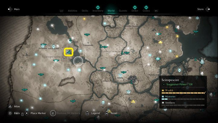In the place marked on the image above, you will come across the corpse of a man, which surprisingly can talk - Assassins Creed Valhalla: The Puppeteer - Sciropescire - Assassins Creed Valhalla Guide and Walkthrough