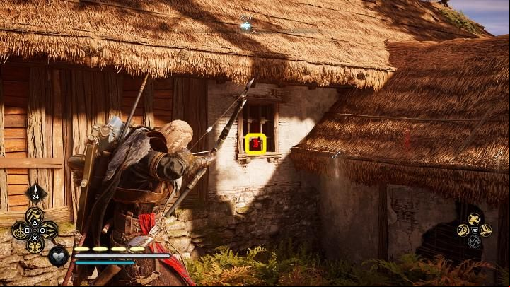 Go to the back of the hut and stand in the place shown in the image above - Assassins Creed Valhalla: Bewitched - Sciropescire - Assassins Creed Valhalla Guide and Walkthrough