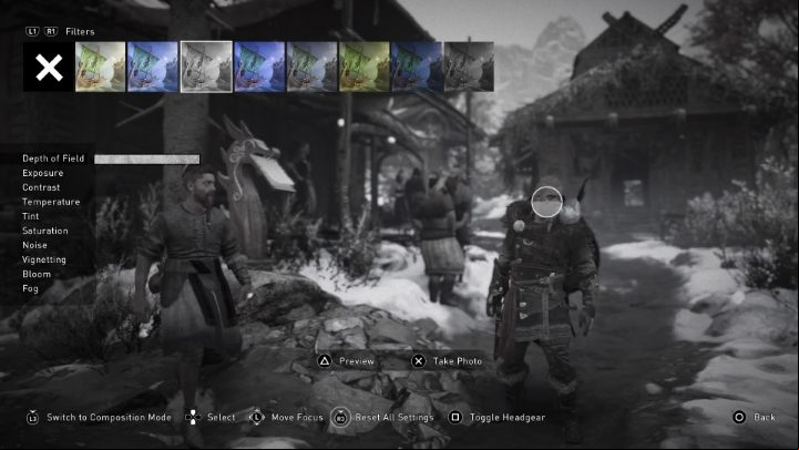 It's worth mentioning that you can apply different kinds of filters to your photos and edit their settings - Assassins Creed Valhalla: How to use photo mode? - Appendix - Assassins Creed Valhalla Guide and Walkthrough