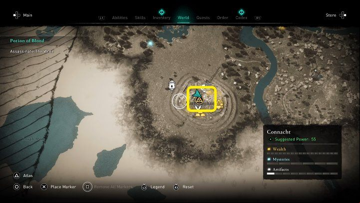 The Wren is hiding in the town of Rathcroghan, in the location marked in the above picture - AC Valhalla Wrath of the Druids: Potion of Blood - Walkthrough - Assassins Creed Valhalla Guide and Walkthrough