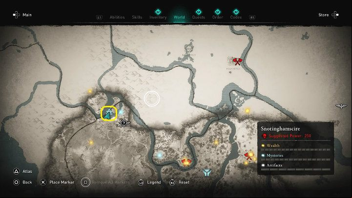 In the place marked in the picture above, on a small island next to Repton you will meet a man named Skari - Assassins Creed Valhalla: The Old Guard - Ledecestrescire - Assassins Creed Valhalla Guide and Walkthrough