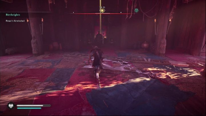 To get to the gear chest you have inside the wooden building with black and white banners hanging on it - Assassins Creed Valhalla: Gear - Rygjafylke secrets, locations - Rygjafylke - Assassins Creed Valhalla Guide and Walkthrough