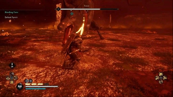 Despite his enormous size, Fenrir is able to lunge at his opponent with surprising speed - Assassins Creed Valhalla: Binding Fate - Asgard - Assassins Creed Valhalla Guide and Walkthrough